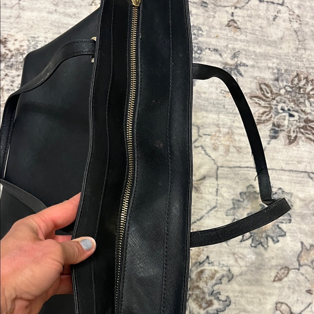 Kate Spade Black Leather Large Tote Gold Hardware Minimalist Work Shoulder Bag - Picture 14 of 15